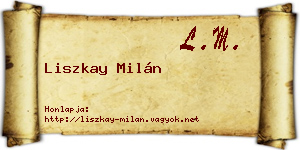 Liszkay Milán névjegykártya