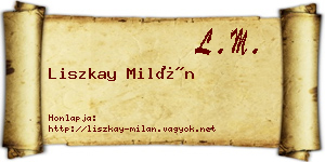 Liszkay Milán névjegykártya